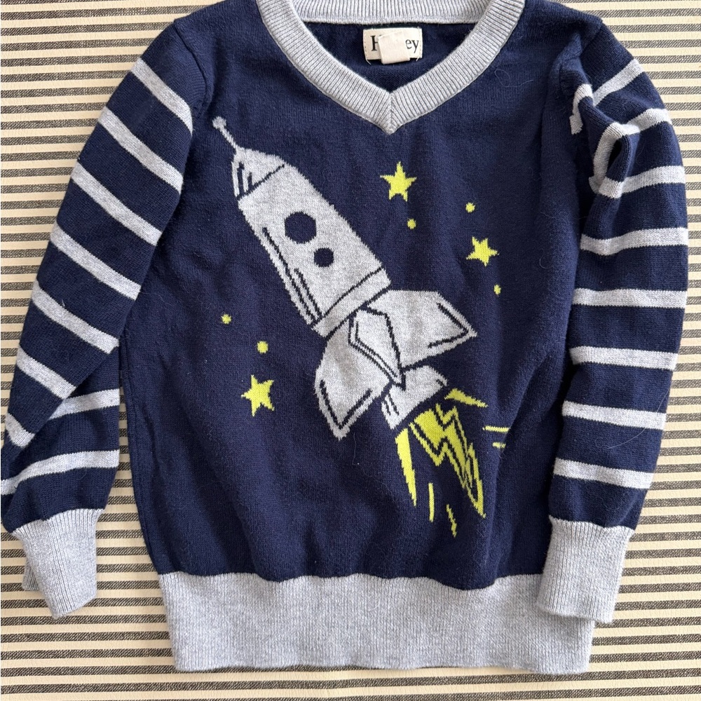 Hatley Navy and Gray Kids Rocket Sweater